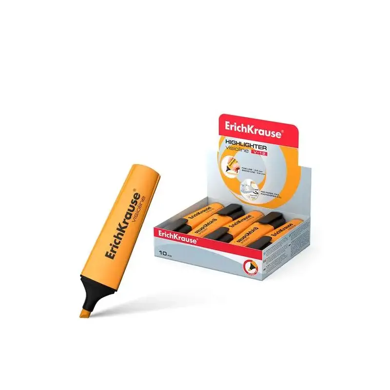 Erichkrause Visioline V-12 Marcador Fluorescente - Punta Biselada - Tinta a Base de Agua - Color Naranja | Ahorro Imprimiendo