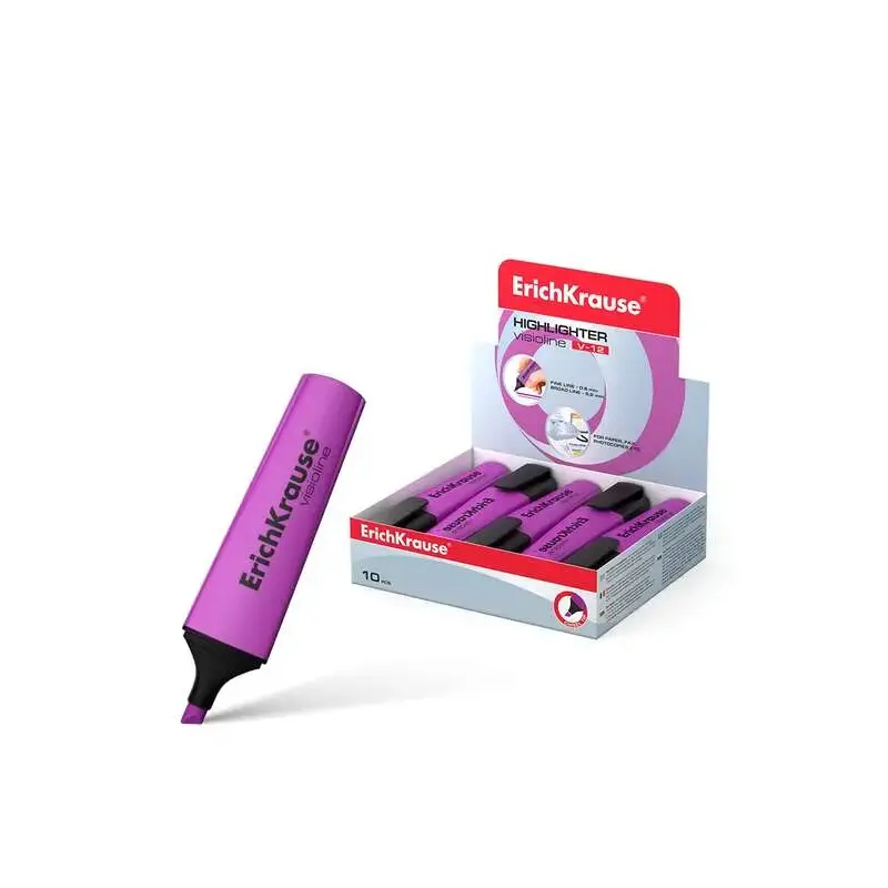 Erichkrause Visioline V-12 Marcador Fluorescente - Punta Biselada - Tinta a Base de Agua - Color Violeta | Ahorro Imprimiendo