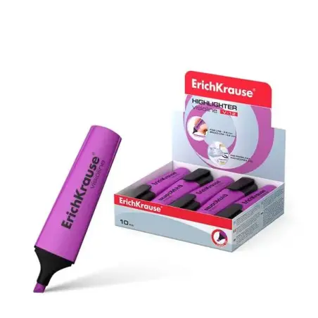 Erichkrause Visioline V-12 Marcador Fluorescente - Punta Biselada - Tinta a Base de Agua - Color Violeta | Ahorro Imprimiendo