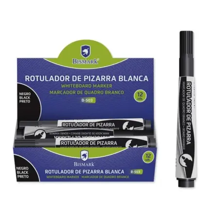 Bismark Rotulador para Pizarra 3mm - Punta Fina - Tinta de Secado Rapido - Facil de Borrar - Color Negro | Ahorro Imprimiendo