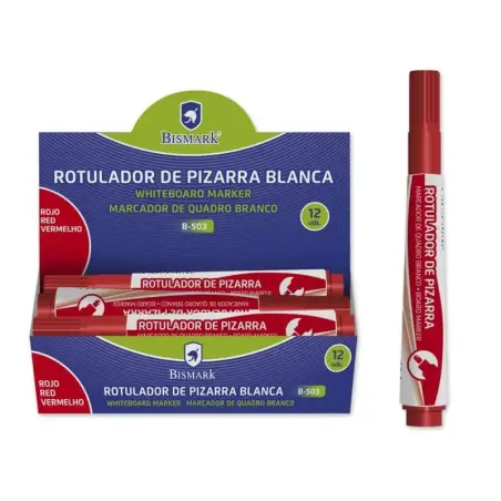 Bismark Rotulador para Pizarra - Tinta a Base de Alcohol - Punta Media de Fibra Acrilica - Punta Redonda - Color Rojo | Ahorro I