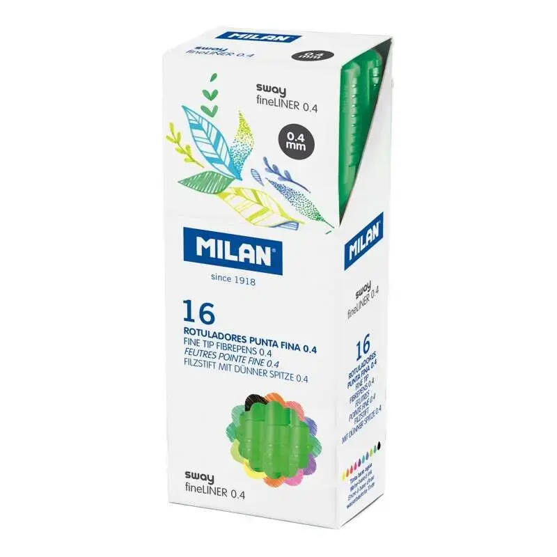 Milan Sway Fineliner Rotulador - Punta Fina 0.4mm - Ergonomico - Tinta al Agua - Color Verde | Ahorro Imprimiendo