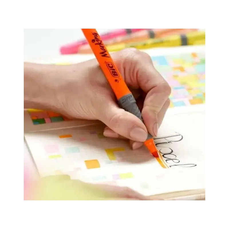 Bic Highlighter Grip Marcador Fluorescente - Punta Biselada - Trazo entre 1.60 y 3.30 mm - Grip Texturizado - Color Naranja | Ah