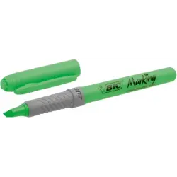 Bic Highlighter Grip Marcador Fluorescente - Tinta con Base de Agua - Punta Biselada - Trazo entre 1.60 y 3.30 mm - Color Verde