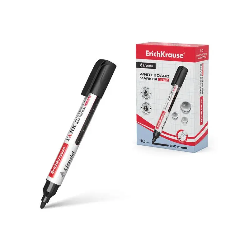 Erichkrause Liquid LW-600 Marcador de Pizarra Blanca - Tinta Liquida a Base de Alcohol - Punta en Forma de Bala - Ancho de Linea