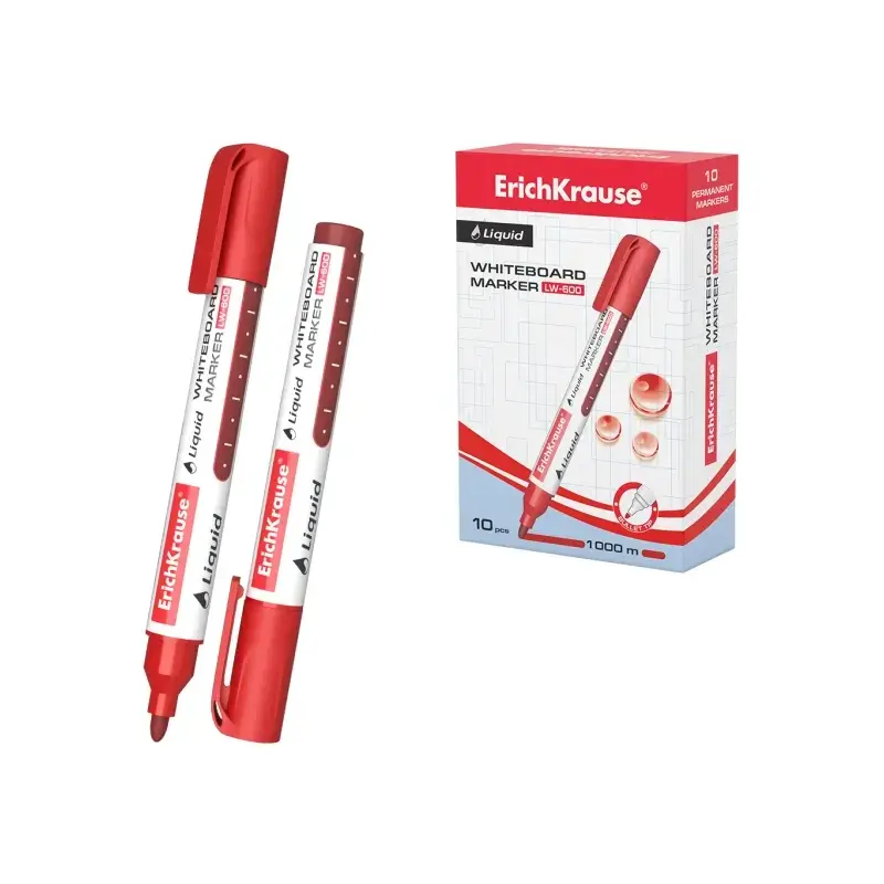 Erichkrause Liquid LW-600 Marcador de Pizarra Blanca - Tinta Liquida a Base de Alcohol - Punta en Forma de Bala - Ancho de Linea