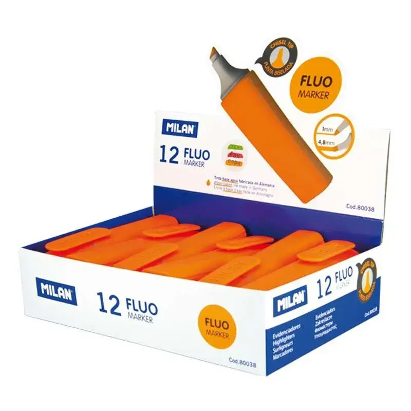 Milan Marcador Fluorescente - Punta Biselada 1 - 4.8mm - Color Naranja | Ahorro Imprimiendo