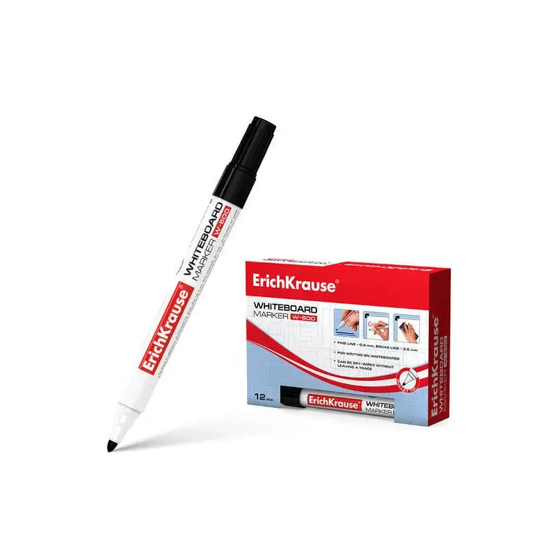 Erichkrause W-500 Rotulador para Pizarra Blanca - Punta en Forma de Bala - Trazo de 0.8 a 2.5mm - Tinta a Base de Alcohol - Colo