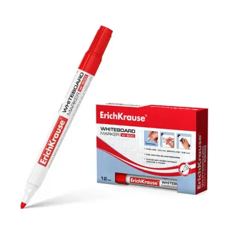Erichkrause W-500 Rotulador para Pizarra Blanca - Punta en Forma de Bala - Trazo de 0.8 a 2.5mm - Tinta a Base de Alcohol - Colo