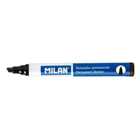 Milan Rotulador Permanente Punta Biselada - Punta 1 - 4mm - Tinta a Base de Alcohol - Color Negro | Ahorro Imprimiendo