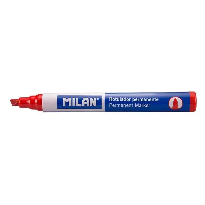Milan Rotulador Permanente Punta Biselada - Punta 1 - 4mm - Tinta a Base de Alcohol - Color Rojo | Ahorro Imprimiendo