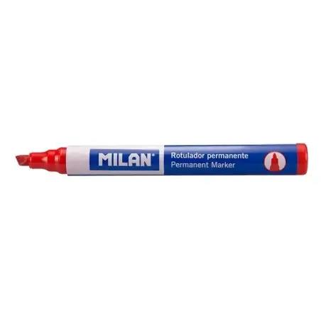 Milan Rotulador Permanente Punta Biselada - Punta 1 - 4mm - Tinta a Base de Alcohol - Color Rojo | Ahorro Imprimiendo