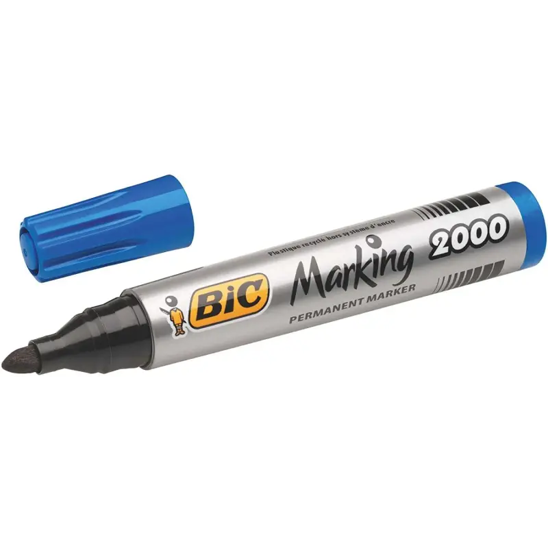 Bic Marking 2000 Ecolutions Rotulador Permanente - Tinta con Base de Alcohol - Ecologico - Secado Rapido - Color Azul | Ahorro I