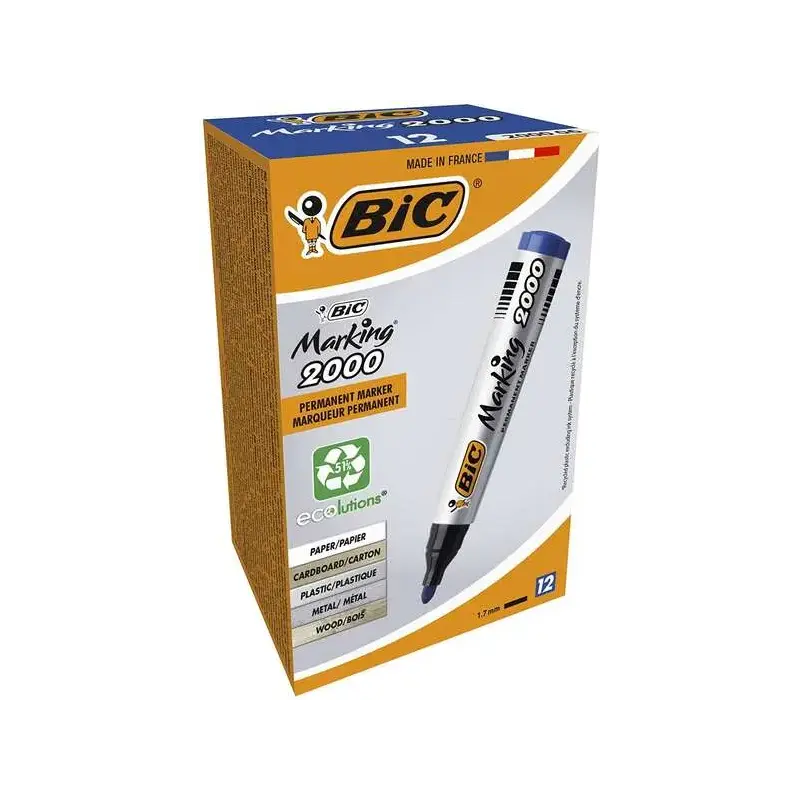 Bic Marking 2000 Ecolutions Rotulador Permanente - Tinta con Base de Alcohol - Ecologico - Secado Rapido - Color Azul | Ahorro I