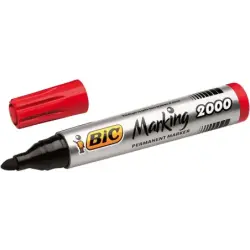 Bic Marking 2000 Ecolutions Rotulador Permanente - Tinta con Base de Alcohol - Ecologico - Secado Rapido - Color Rojo | Ahorro I