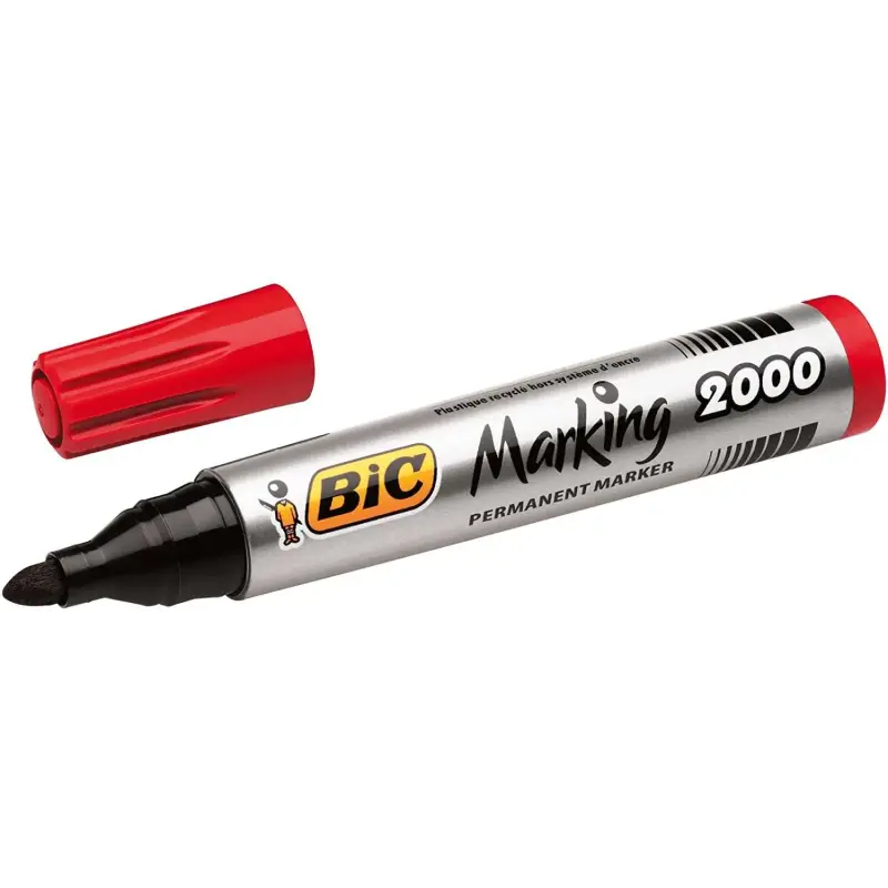 Bic Marking 2000 Ecolutions Rotulador Permanente - Tinta con Base de Alcohol - Ecologico - Secado Rapido - Color Rojo | Ahorro I