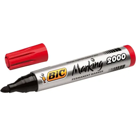 Bic Marking 2000 Ecolutions Rotulador Permanente - Tinta con Base de Alcohol - Ecologico - Secado Rapido - Color Rojo | Ahorro I