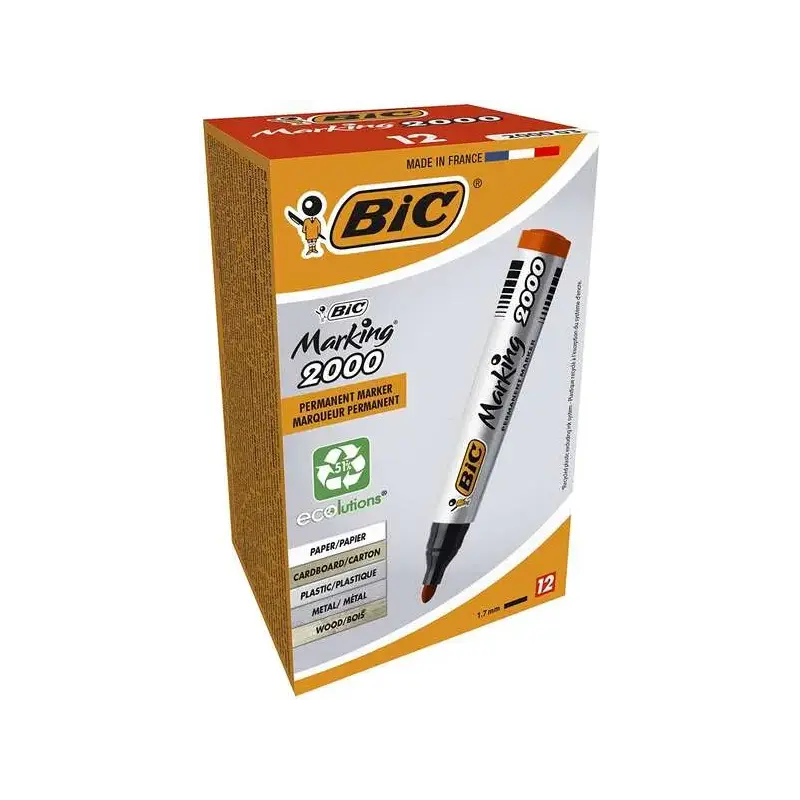 Bic Marking 2000 Ecolutions Rotulador Permanente - Tinta con Base de Alcohol - Ecologico - Secado Rapido - Color Rojo | Ahorro I