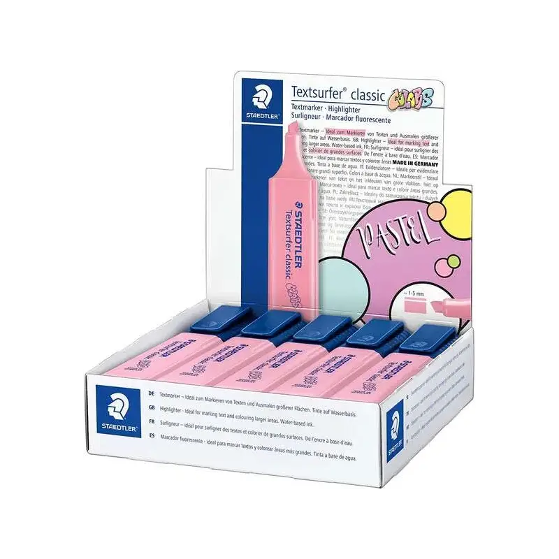 Staedtler Textsurfer Classic 364 Pastel Marcador Fluorescente - Punta Biselada - Trazo entre 1 - 5mm - Tinta con Base de Agua -