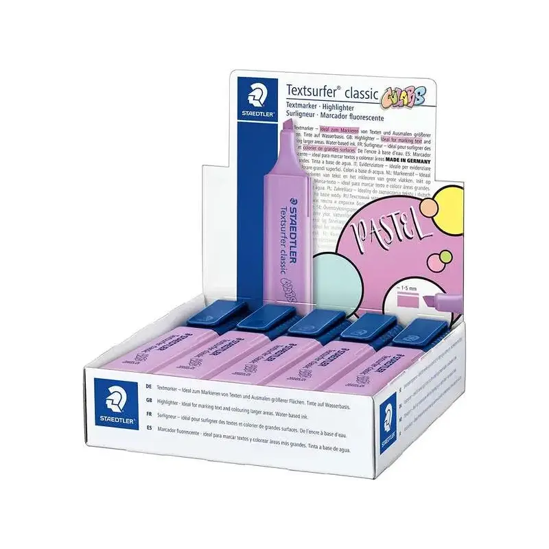 Staedtler Textsurfer Classic 364 Pastel Marcador Fluorescente - Punta Biselada - Trazo entre 1 - 5mm - Tinta con Base de Agua -