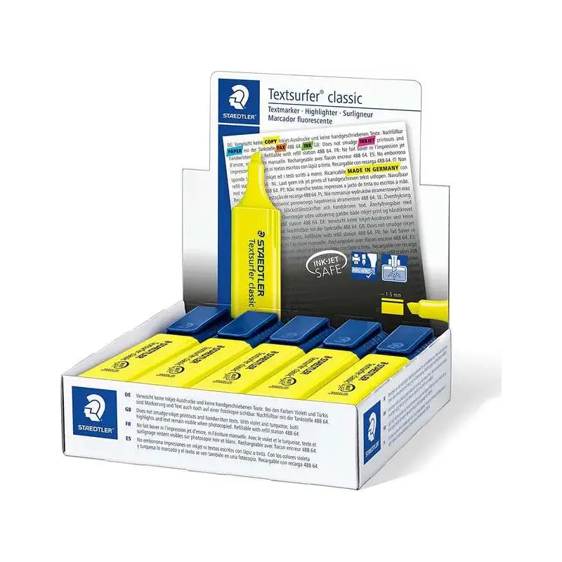 Staedtler Textsurfer Classic 364 Marcador Fluorescente - Punta Biselada - Trazo entre 1 - 5mm - Tinta con Base de Agua - Color A