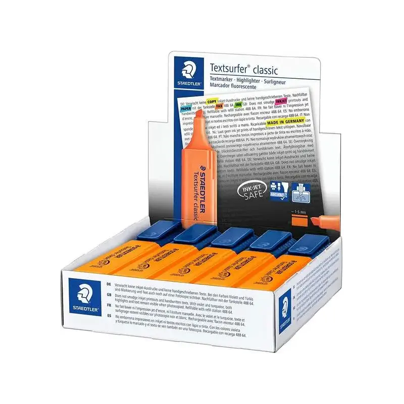 Staedtler Textsurfer Classic 364 Marcador Fluorescente - Punta Biselada - Trazo entre 1 - 5mm - Tinta con Base de Agua - Color N