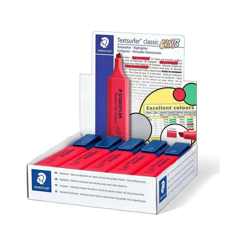 Staedtler Textsurfer Classic 364 Marcador Fluorescente - Punta Biselada - Trazo entre 1 - 5mm - Tinta con Base de Agua - Color B