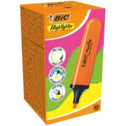 Bic Marking Highlighter Flat Marcador Fluorescente - Punta Biselada - Trazo entre 1.70 y 4.80 mm - Tinta con Base de Agua - Colo