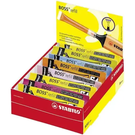 Stabilo Boss 70 Recarga de 3ml para Marcador Fluorescente - Tinta con Base de Agua - Colores Surtidos | Ahorro Imprimiendo