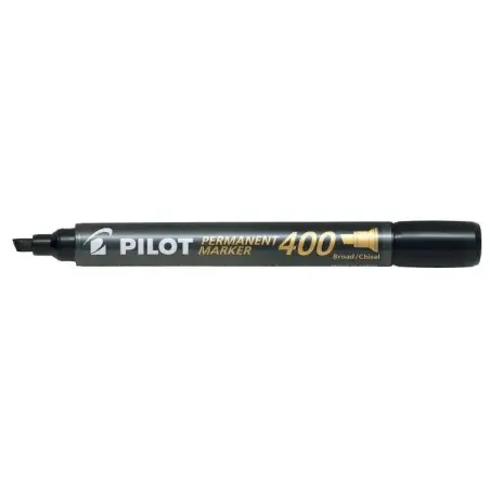 Pilot Rotulador Permanente 400 - Punta Biselada 4,5mm - Trazo 4mm - Color Negro | Ahorro Imprimiendo