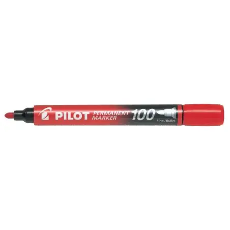 Pilot Rotulador Permanente 100 - Punta de Bala 4,5mm - Trazo 1mm - Color Rojo | Ahorro Imprimiendo