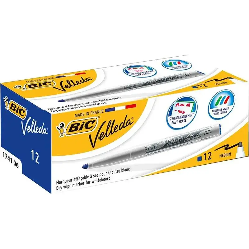 Bic Velleda 1741 Marcador para Pizarra - Punta de 4.5 mm - Trazo 1.4mm - Tinta con Base de Acetona - Borrado Optimo - Larga Dura