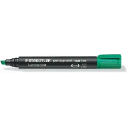 Staedtler Lumocolor 350 Rotulador Permanente - Punta Biselada 2-5mm aprox. - Tinta Base de Alcohol - Secado Rapido - Color Verde