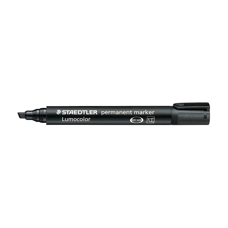 Staedtler Lumocolor 350 Rotulador Permanente - Punta Biselada 2-5mm aprox. - Tinta Base de Alcohol - Secado Rapido - Color Negro