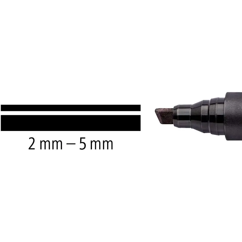 Staedtler Lumocolor 350 Rotulador Permanente - Punta Biselada 2-5mm aprox. - Tinta Base de Alcohol - Secado Rapido - Color Negro