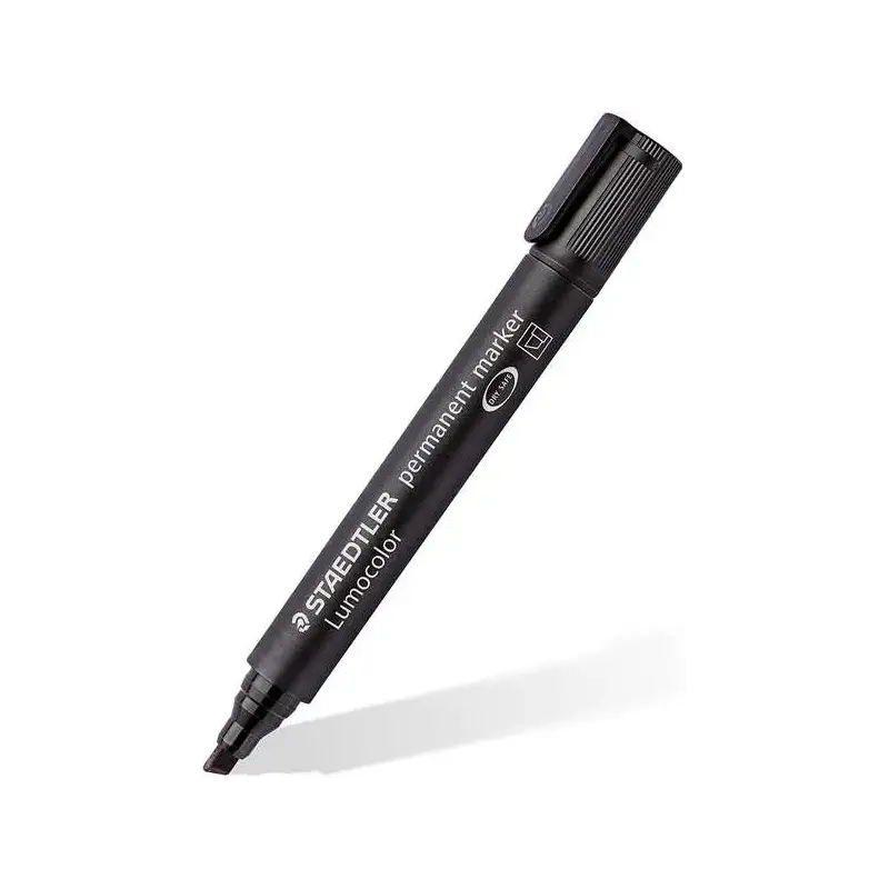 Staedtler Lumocolor 350 Rotulador Permanente - Punta Biselada 2-5mm aprox. - Tinta Base de Alcohol - Secado Rapido - Color Negro