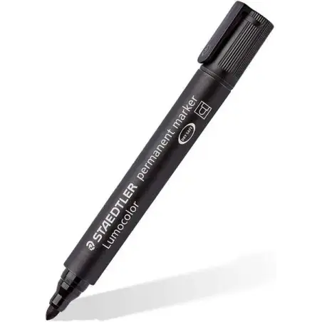Staedtler Lumocolor 352 Rotulador Permanente - Punta Redonda - Trazo 2mm Aprox - Capuchon con Clip - Secado Rapido - Color Negro