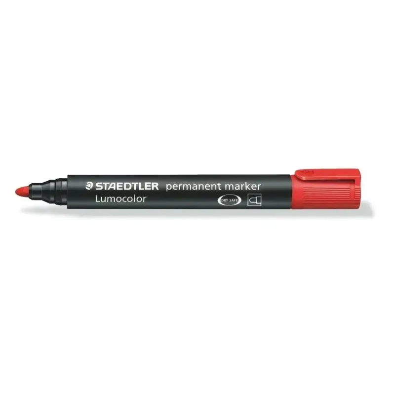 Staedtler Lumocolor 352 Rotulador Permanente - Punta Redonda - Trazo 2mm Aprox - Capuchon con Clip - Secado Rapido - Color Rojo