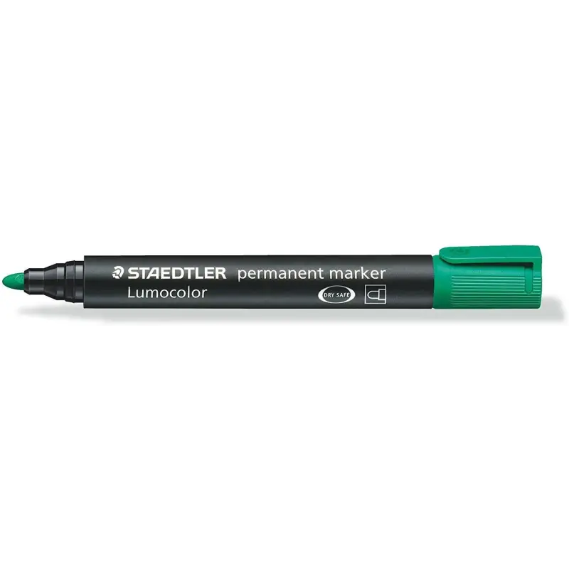 Staedtler Lumocolor 352 Rotulador Permanente - Punta Redonda - Trazo 2mm Aprox - Capuchon con Clip - Secado Rapido - Color Verde