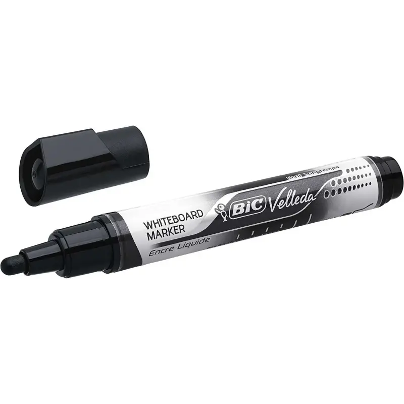 Bic Velleda Liquid Ink Marcador para Pizarra - Punta Media - Trazo 2.3mm - Tinta Liquida con Base de Alcohol - Color Negro | Aho