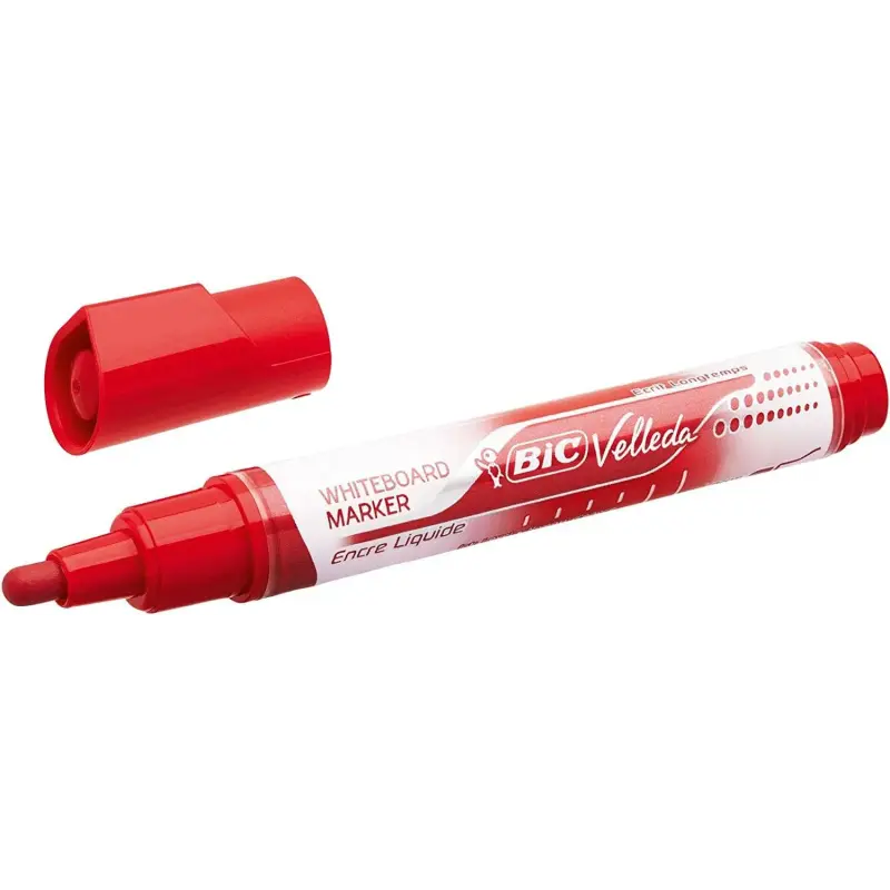 Bic Velleda Liquid Ink Marcador para Pizarra - Punta Media - Trazo 2.3mm - Tinta Liquida con Base de Alcohol - Color Rojo | Ahor
