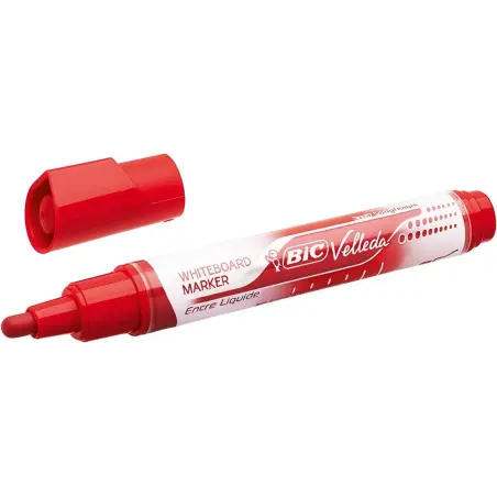 Bic Velleda Liquid Ink Marcador para Pizarra - Punta Media - Trazo 2.3mm - Tinta Liquida con Base de Alcohol - Color Rojo | Ahor