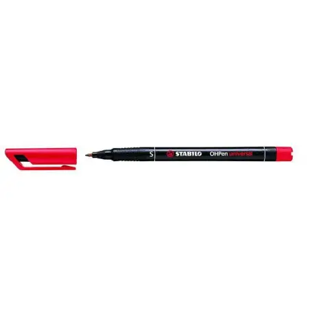 Stabilo OHPen Rotulador Permanente - Punta Superfina - Trazo de 0.4mm - Agarre Antideslizante - Tapon Ventilado - Color Rojo | A