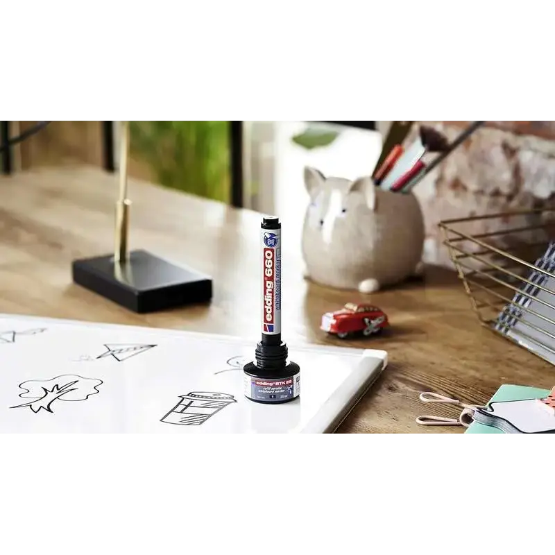 Edding 660 Rotulador para Pizarra Blanca - Punta Redonda - Trazo entre 1.5 y 3 mm. - Tinta Pigmentada - Recargable - Borrable en