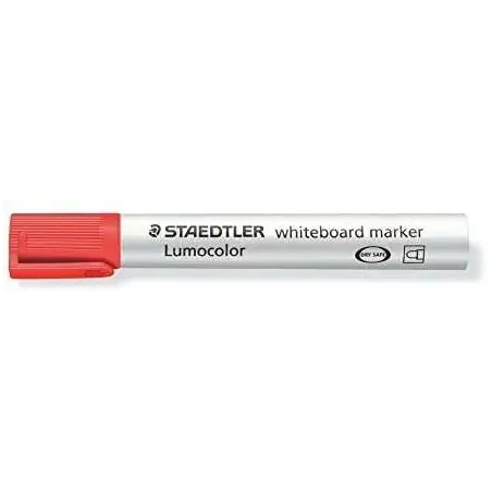 Staedtler Lumocolor 351 Rotulador para Pizarra - Punta Redonda - Trazo 2mm - Capuchon con Clip - Color Rojo | Ahorro Imprimiendo