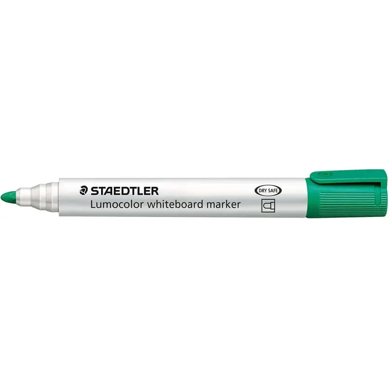 Staedtler Lumocolor 351 Rotulador para Pizarra Blanca - Punta Redonda - Trazo 2mm - Capuchon con Clip - Color Verde | Ahorro Imp