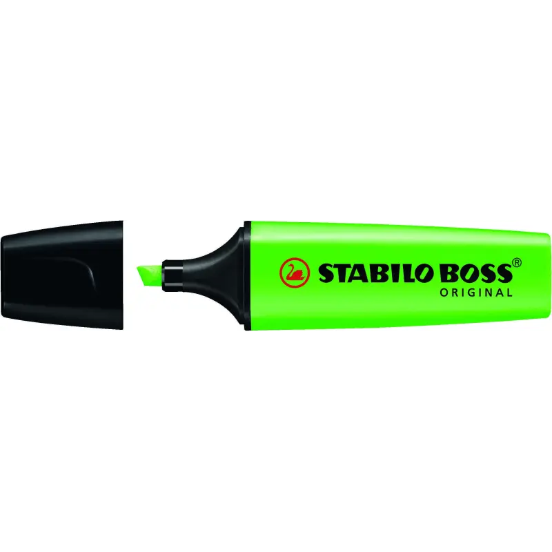 Stabilo Boss 70 Rotulador Marcador Fluorescente - Trazo entre 2 y 5mm - Recargable - Tinta con Base de Agua - Color Verde Fluore