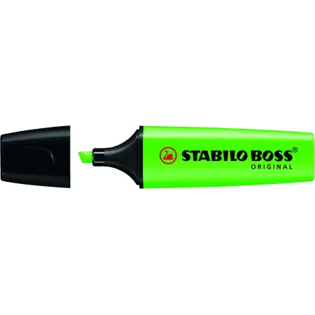 Stabilo Boss 70 Rotulador Marcador Fluorescente - Trazo entre 2 y 5mm - Recargable - Tinta con Base de Agua - Color Verde Fluore