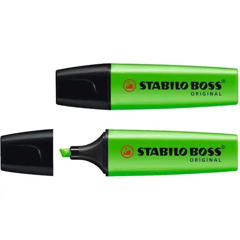 Stabilo Boss 70 Rotulador Marcador Fluorescente - Trazo entre 2 y 5mm - Recargable - Tinta con Base de Agua - Color Verde Fluore