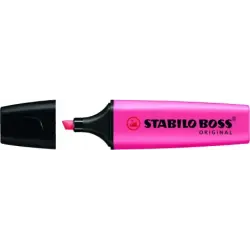 Stabilo Boss 70 Rotulador Marcador Fluorescente - Trazo entre 2 y 5mm - Recargable - Tinta con Base de Agua - Color Rosa Fluores
